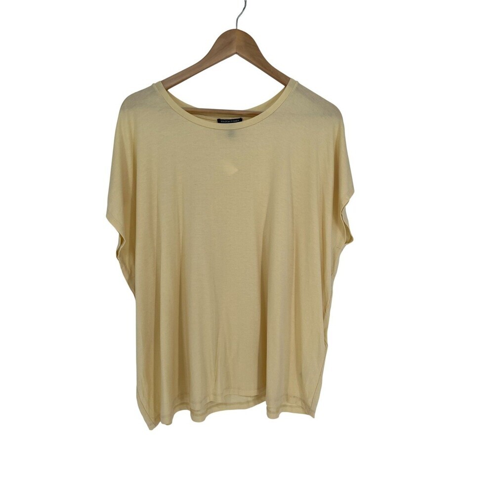 Eileen Fisher Top Women's Size 1X Yellow Tencel Blend Short Sleeve